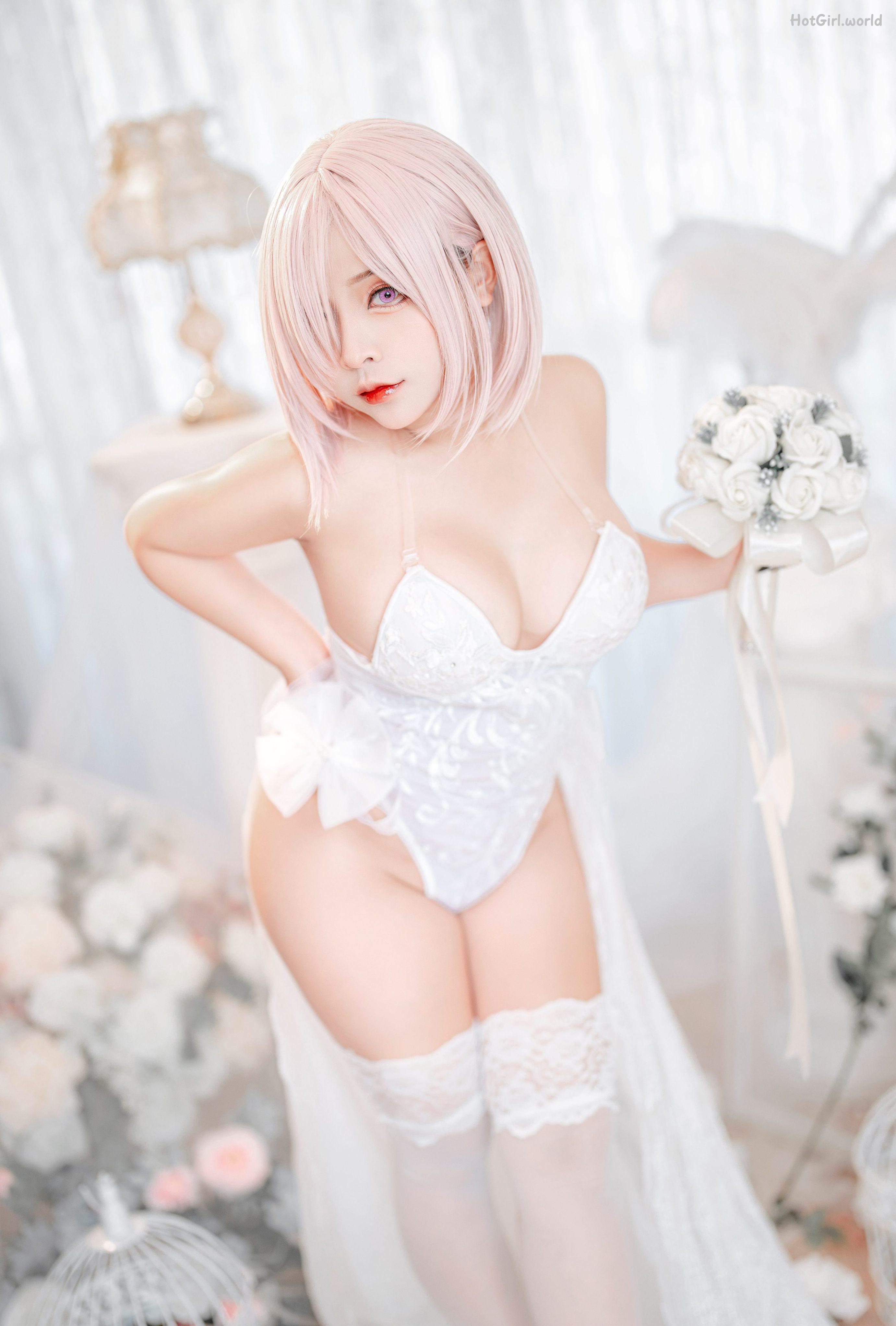 Coser@Sayo Momo - Mashu White Lingerie Body Oil 第1张图