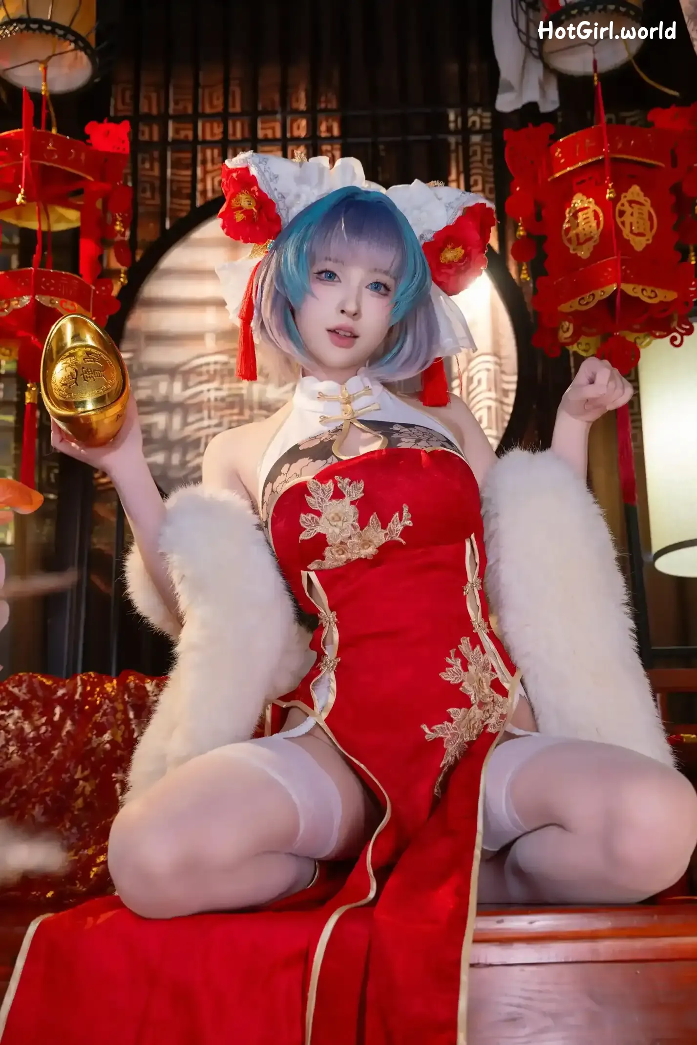 Coser-清水由乃-柴郡新春旗袍 第16张图