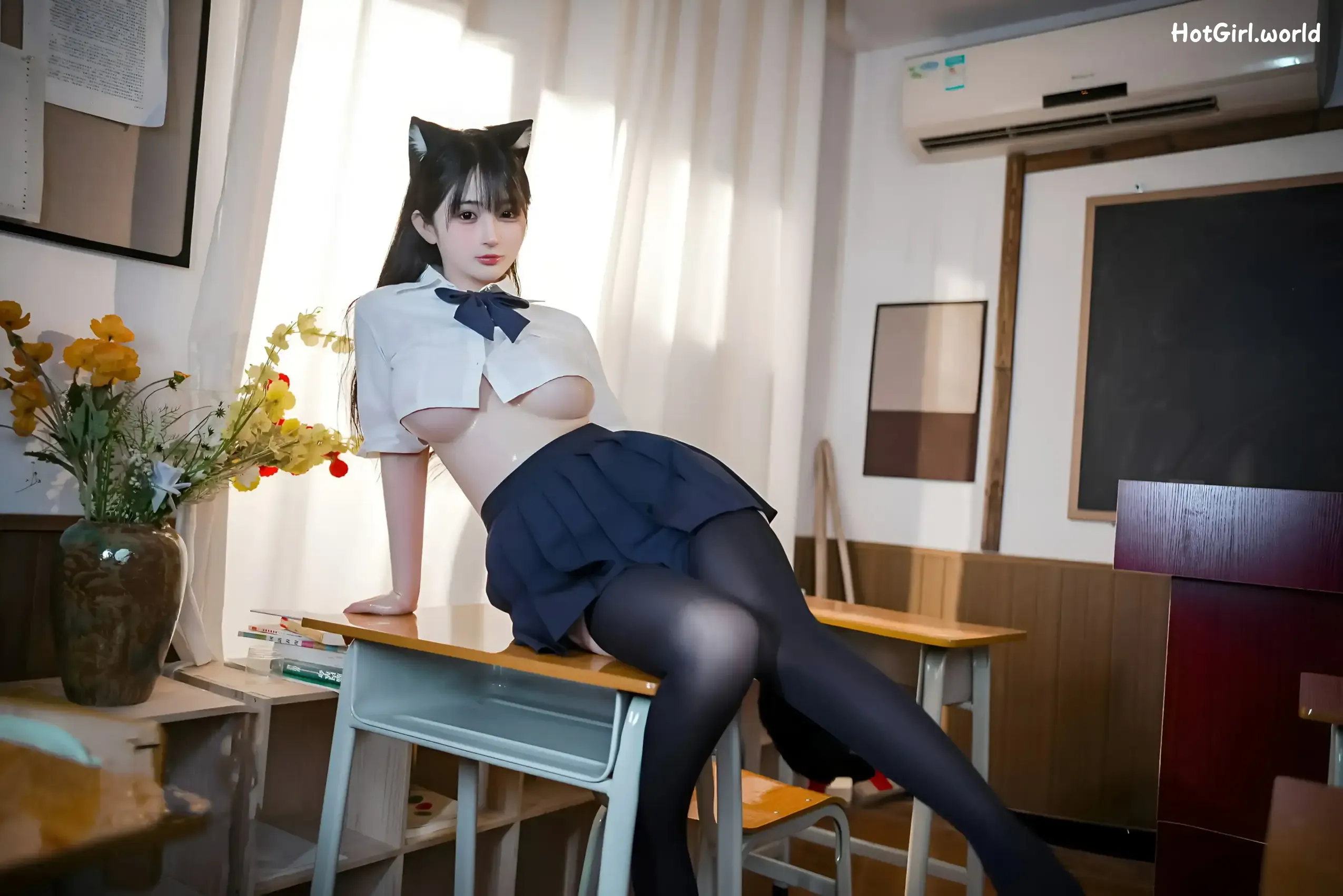 Coser-桜井宁宁-JK猫耳 第2张图