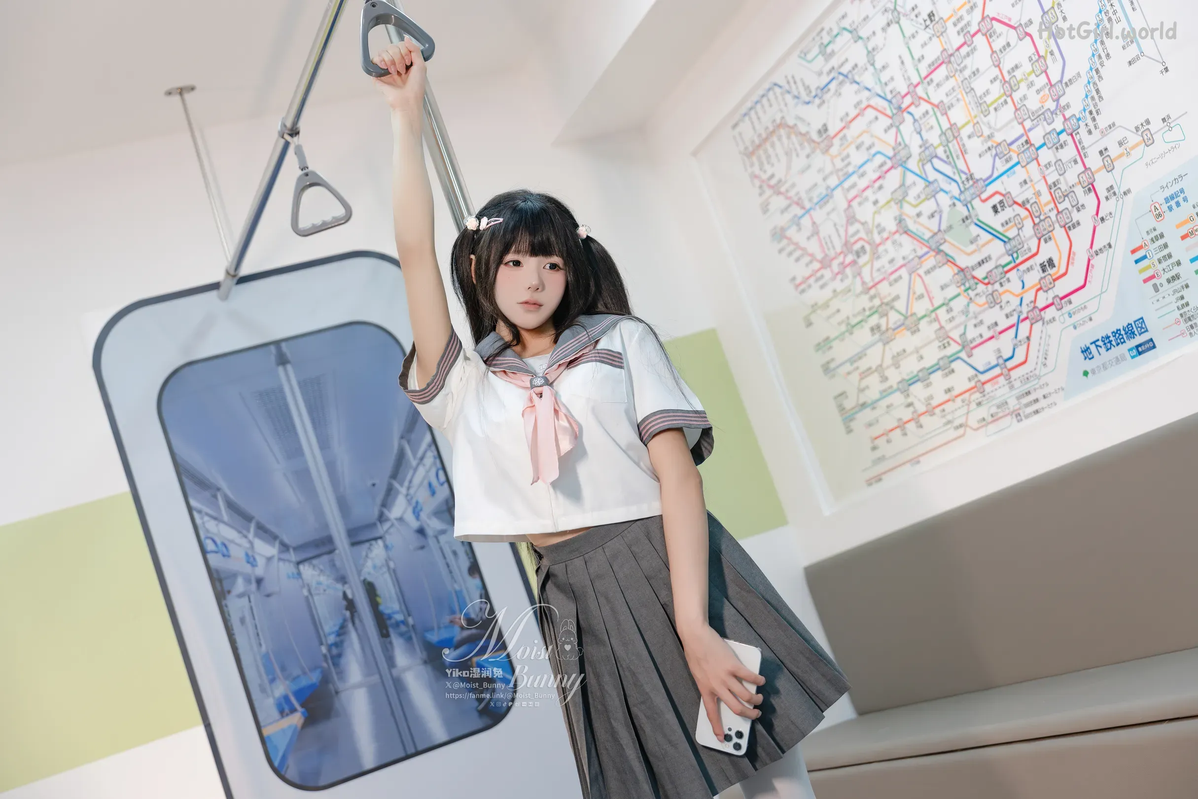 Coser-黏黏团子兔-12月作品-地铁萌妹-恋爱循环 第100张图