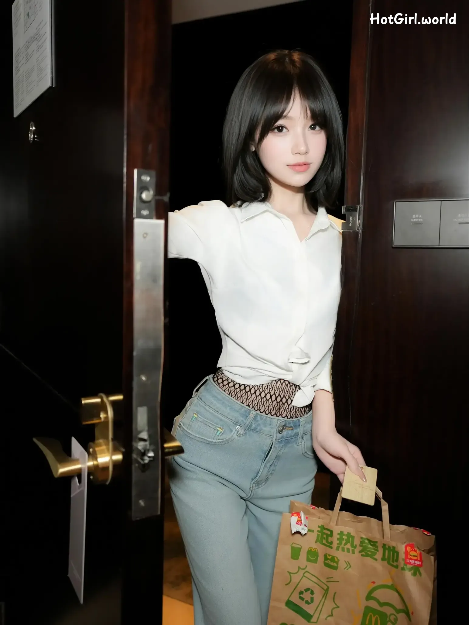 XR Uncensored-汁汁-R18-秀人网模特-库里丝之黑色蕾丝网袜 第2张图
